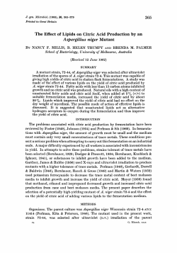 The Effect of Lipids on Citric Acid Production by an