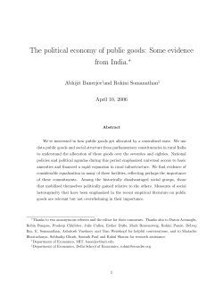 The political economy of public goods: Some evidence from India.
