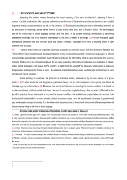 (1) LIFE SCIENCES AND ARCHITECTURE1 Analysing this