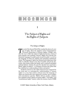 The Subject of Rights and the Rights of Subjects