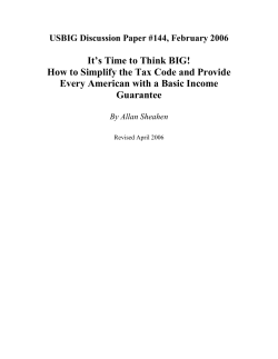 It`s Time to Think BIG! How to Simplify the Tax Code and