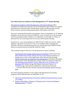 American Academy of Pain Management`s 27th Annual Meeting The