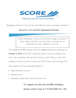 To register for this free SCORE workshop, please contact Lesa at