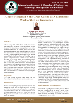 F. Scott Fitzgerald`S the Great Gatsby as A Significant
