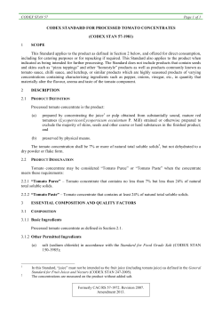 CODEX STANDARD FOR PROCESSED TOMATO