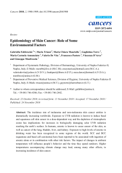 Epidemiology of Skin Cancer: Role of Some Environmental Factors