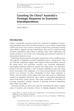 Australia`s Strategic Response to Economic Interdependence