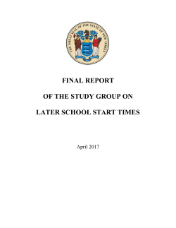 Final Report Study Group On Later School Start Times
