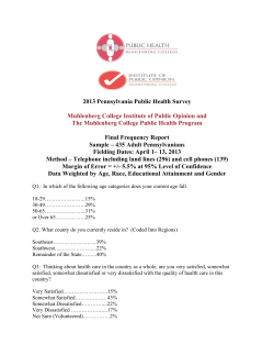 2013 Pennsylvania Public Health Survey Muhlenberg College