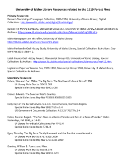 University of Idaho Library Resources related to the 1910 Forest Fires