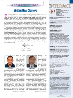 From the Editors - The Electrochemical Society