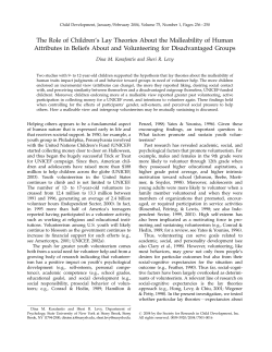 The Role of Children`s Lay Theories About the Malleability of Human