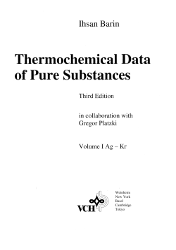 Thermochemical Data of Pure Substances