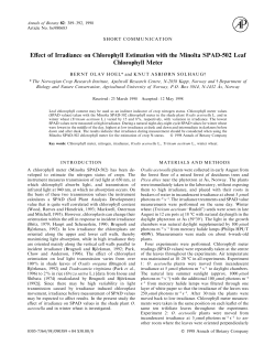 SHORT COMMUNICATION. Effect of Irradiance on Chlorophyll