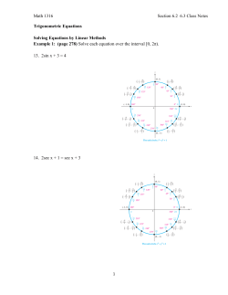 Math 1316 Section 6.2 6.3 Class Notes