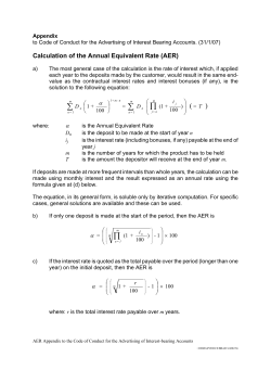 Calculation of the Annual Equivalent Rate (AER)