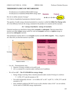 THERMODYNAMICS OF METABOLISM Exergonic Reaction