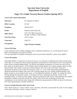 San Jos&eacute; State University Department of English Engl. 113, Gothic