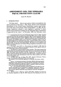 Amendment One: The Nebraska Equal Protection Clause