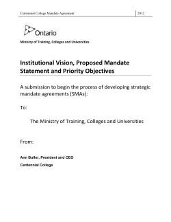 Institutional Vision, Proposed Mandate Statement and Priority