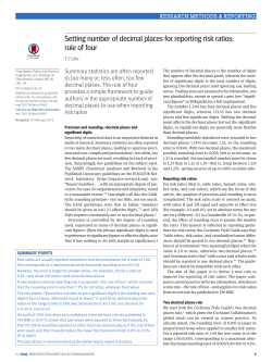 Setting number of decimal places for reporting risk ratios: rule of four