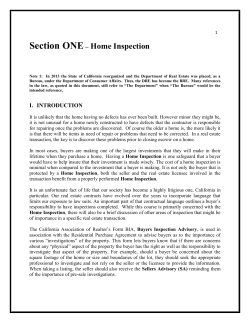 Section ONE&ndash; Home Inspection