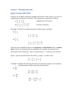 Section 3 Working with Units Part 1 Fractions (REVIEW)