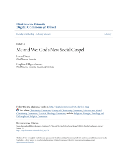 Me and We: God`s New Social Gospel