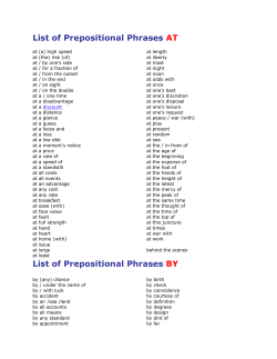 List of Prepositional Phrases AT List of Prepositional Phrases BY