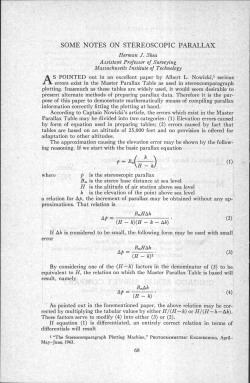 Some Notes On Stereoscopic Parallax