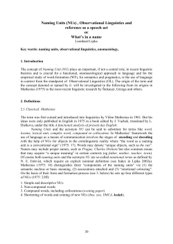 Naming Units - the slovak association for the study of english