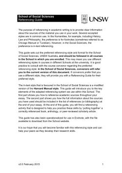 School of Social Sciences Referencing Guide