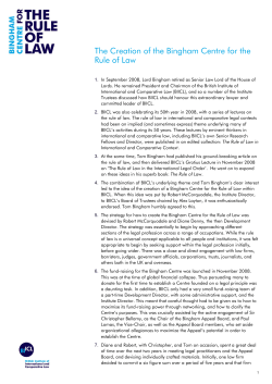 The Creation of the Bingham Centre for the Rule of Law