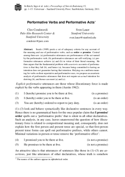 Performative Verbs and Performative Acts