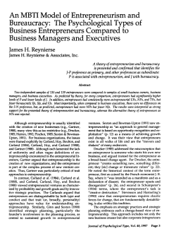 An MBTI Model of Entrepreneurism and Bureaucracy: The