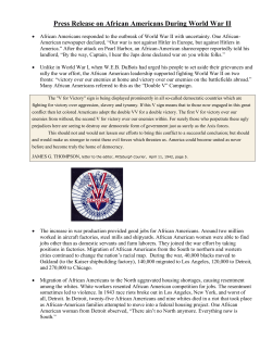 Press Release on African-Americans During World War II