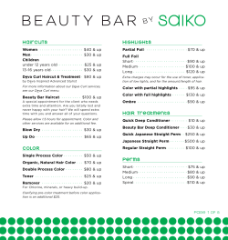 HairCUTS COLOR Highlights HAIR TreatmentS PermS