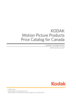 Canada Kodak Motion Picture Products Price Catalog CAD