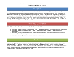 Writing Learning Objectives: Overview