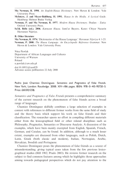 Pedro Jose Chamizo Dominguez. Semantics and Pragmatics of