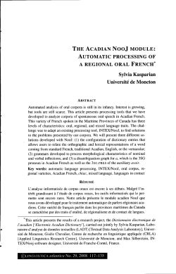 THE ACADIAN NooJ MODULE: AUTOMATIC PROCESSING OF A