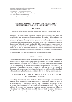 DIVERSIFICATION OF THE BALKAN FAUNA: ITS ORIGIN