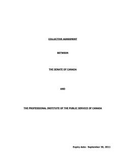 COLLECTIVE AGREEMENT BETWEEN THE SENATE OF CANADA