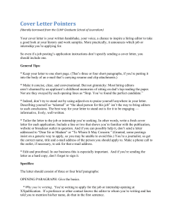 Cover Letter Pointers - UCF College of Sciences