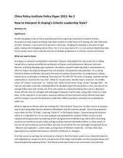 How to Interpret Xi Jinping`s Eclectic Leadership Style?
