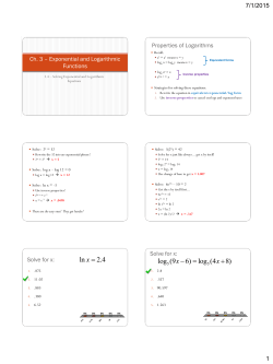 3.4 Solving Exponential and Logarithmic Equations