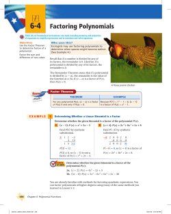 6-4 Factoring Polynomials
