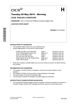 Unit A663/02 - Unit 03 - Prose from different cultures - Higher