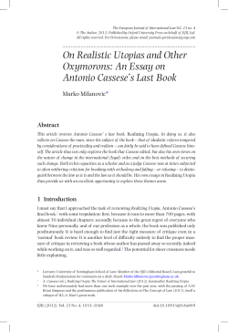 On Realistic Utopias and Other Oxymorons: An Essay on Antonio