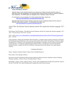The Missouri Synod Lutherans and the War Against the German